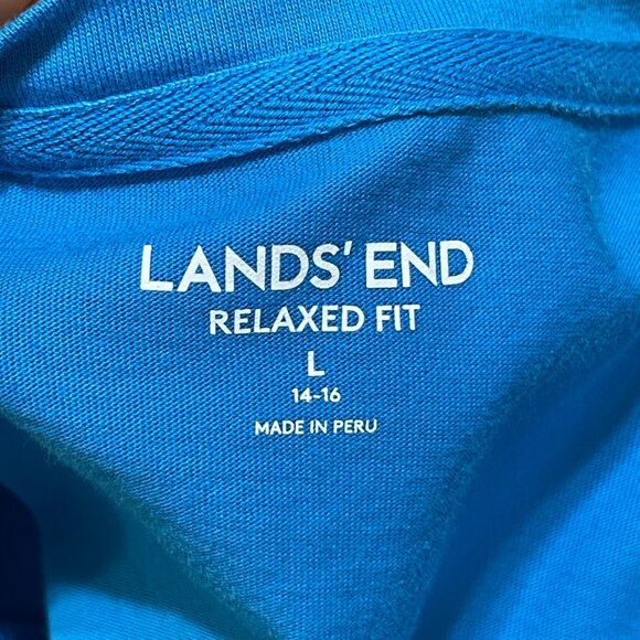 Lands End Supima Cotton T-Shirt Women's Blue Size L large Short Sleeve V-Neck - Picture 4 of 6